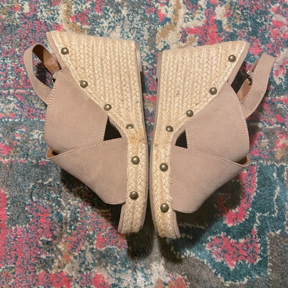 Madeline wedge sandals- Size 8.5- Taupe- Excellent condition